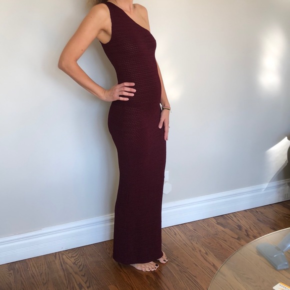 Sexy one shoulder long embossed ankle length dress - Picture 3 of 7